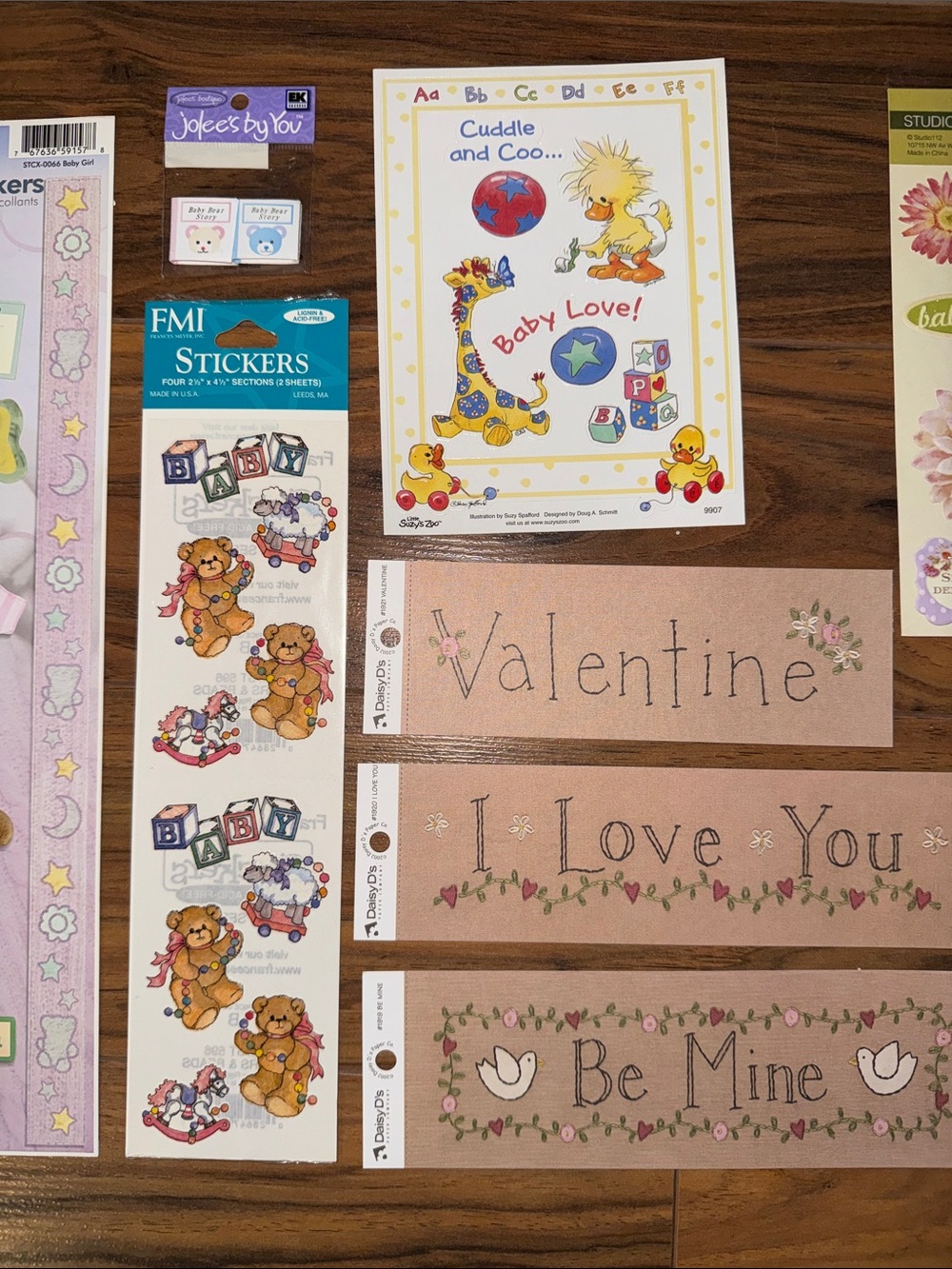 VTG Decorative Stickers - Pink, Brown, Cream Floral & baby girl Valentine Set - Picture 3 of 9